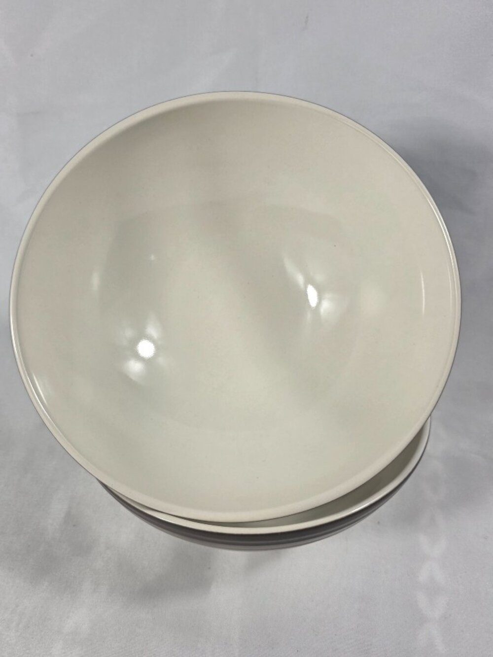 TWO Mikasa Swirl Ombre Mocha Soup Cereal Bowls White with Mocha Border